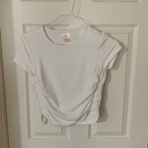 White cute ruched shirt